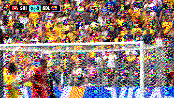 Silent moving image of a goalkeeper diving and then using his forearms to knock away a goal-bound soccer ball.